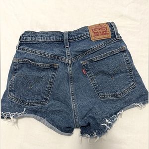 Levi's 501 Blue Frayed Denim Shorts